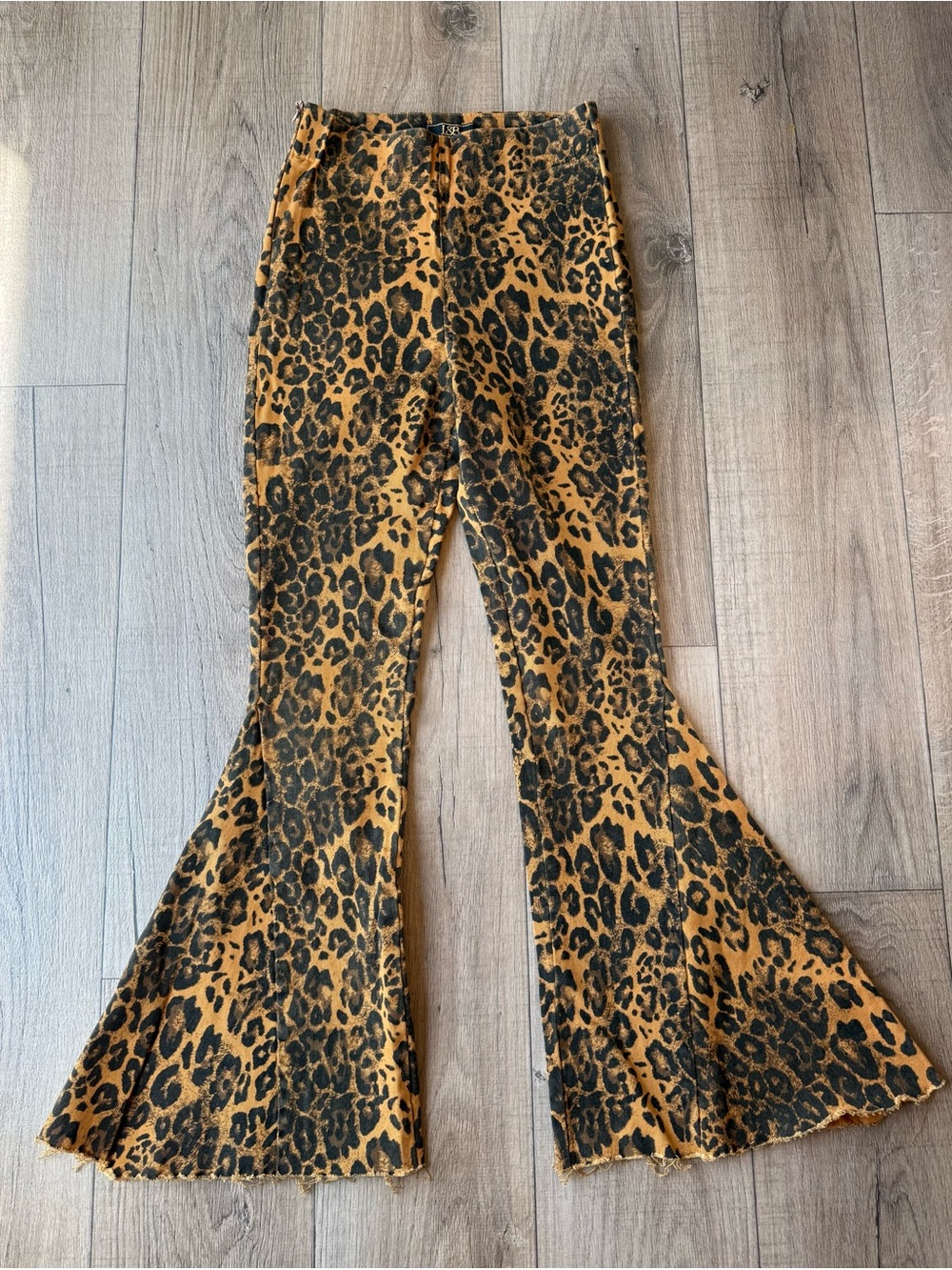 L&B Leopard Print Flare Pants in Tan and Black